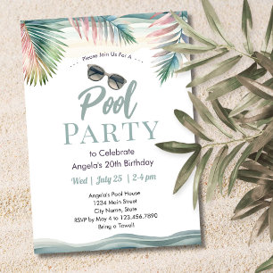 Tropische Sommer-Poolparty-Geburtstag Einladung