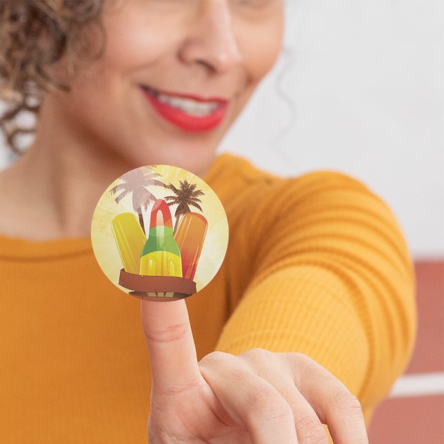 Tropische Sommer-Stickers Runder Aufkleber (Von Creator hochgeladen)