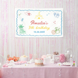 Tropische Sommer-Strand-Geburtstagsfeier Banner