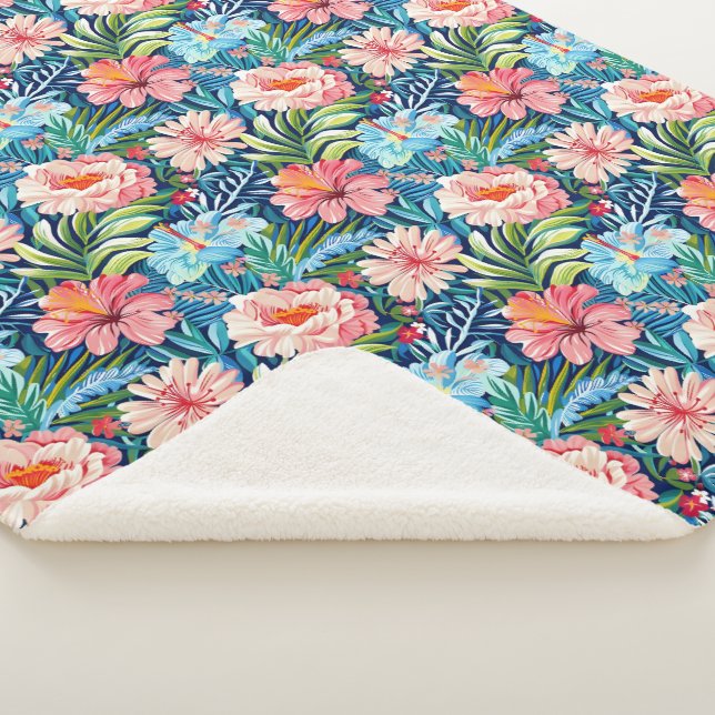 Tropische Sommerblumen Muster Hübsche Blumen Sherpadecke (3/4)