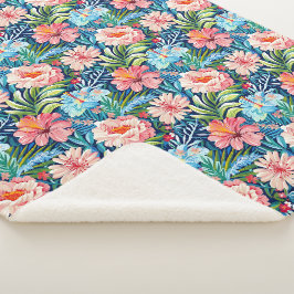 Tropische Sommerblumen Muster Hübsche Floral Sherpadecke