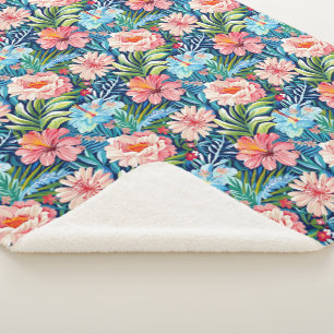 Tropische Sommerblumen Muster Hübsche Floral Sherpadecke