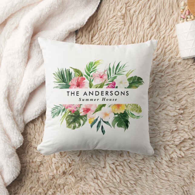 Tropische Sommerferien mit Blumen  Kissen (Decke)
