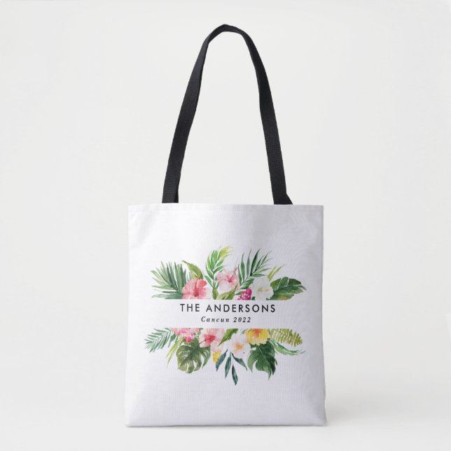 Tropische Sommerferien mit Blumen Tasche (Vorderseite)