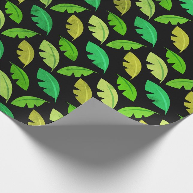 Tropische Sommerhitze Bananenbaum schwarzer Smarag Geschenkpapier (Ecke)