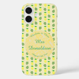Tropische Sommerhochzeit Ananas und Palmwedel iPhone 16 Hülle