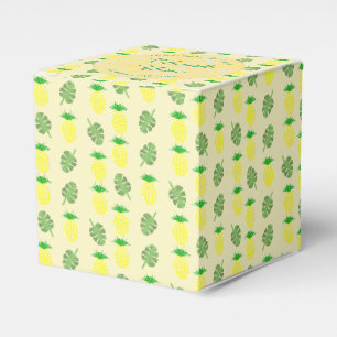Tropische Sommerhochzeitpinienbäume und Palmen-Blä Geschenkschachtel