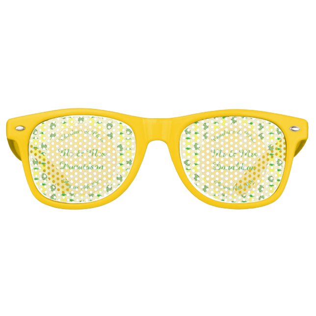 Tropische Sommerhochzeitpinienbäume und Palmen-Blä Partybrille (Vorderseite)