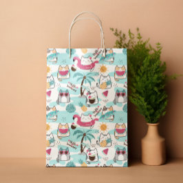 Tropische Sommerkatzen pastellrosa Mittlere Geschenktüte