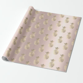 Tropische Sommerzeit Ananas Obst Rose Pinselstrich Geschenkpapier