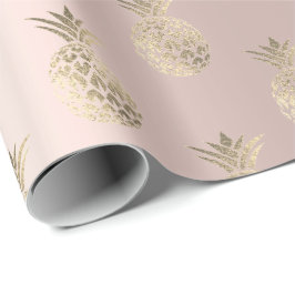 Tropische Sommerzeit Ananas Obst Rose Pinselstrich Geschenkpapier