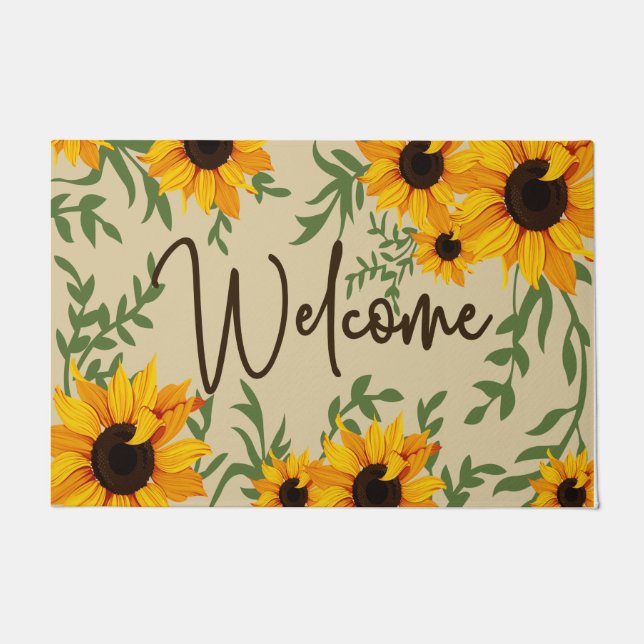 Tropische Sonnenblume Zuhause Doormat, Begrüßungsm Fußmatte (Vorderseite)