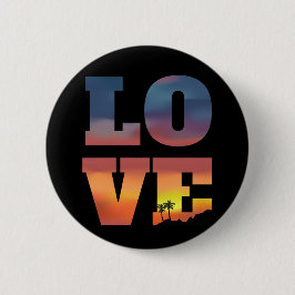 Tropische Sonnenuntergang-Liebe Button