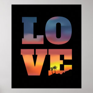 Tropische Sonnenuntergang-Liebe Poster