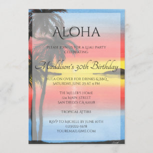 Tropische Sonnenuntergang Luau Einladung