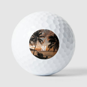 Tropische Sonnenuntergang Palmen und Bäume Golfball