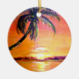 Tropische Sonnenuntergang-Sake-Ornament Keramik Ornament