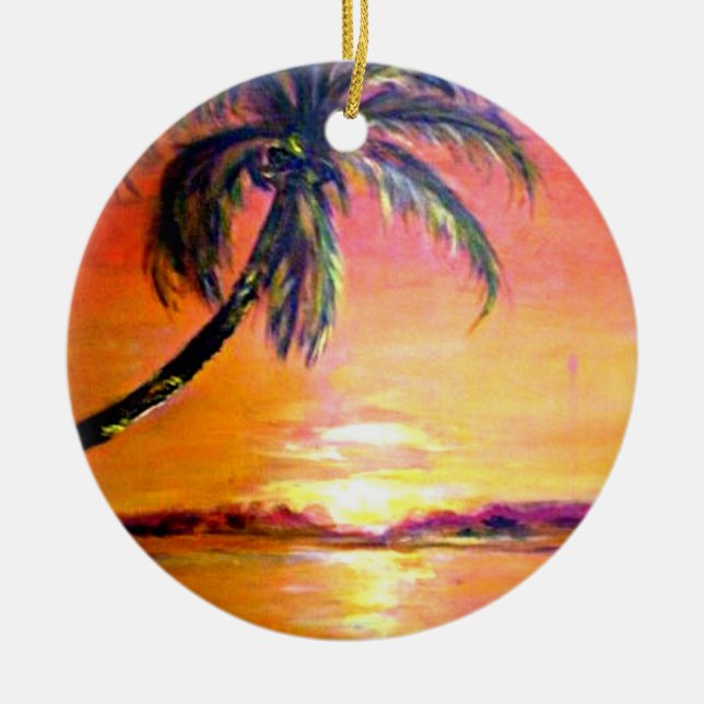 Tropische Sonnenuntergang-Sake-Ornament Keramik Ornament (Vorne)