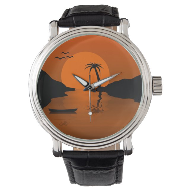 Tropische Sonnenuntergänge Armbanduhr (Vorderseite)