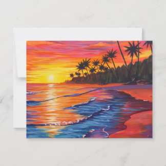 Tropische Sonnenuntergangs-Antwortkarte RSVP Karte