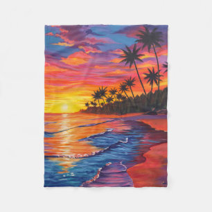 Tropische Sonnenuntergangs-Flanelldecke Fleecedecke