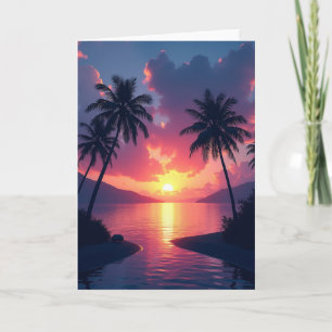 Tropische Sonnenuntergangs-Geburtstagskarte Karte