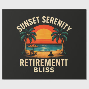Tropische Sonnenuntergangs-Ruhe Strand Szene im Ru Geschenkpapier