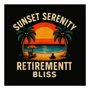Tropische Sonnenuntergangs-Ruhe Strand Szene im Ru Poster