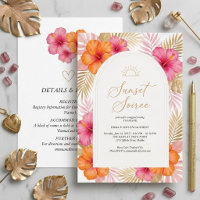 Tropische Sonnenuntergangs-Soiree-Hochzeitsankündi