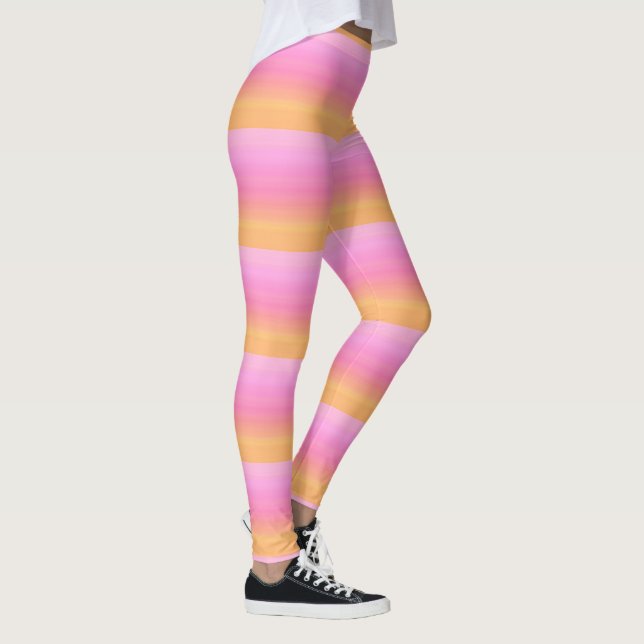 Tropische Sonnenuntergangsfarben Rosa und orange L Leggings (Rechts)