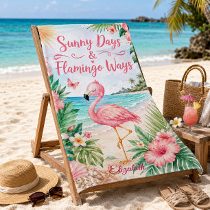 Tropische Sonnige Tage & Flamingo-Wege Strandtuch