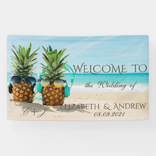 Tropische Strand, Ananas Hochzeitsbanner Banner