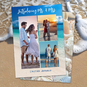 Tropische Strand-Drei-Fotos-Elopement-Ankündigung Einladung
