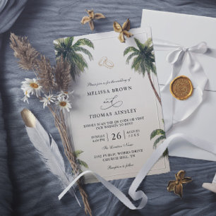 Tropische Strand Elegante Budget-QR-Code-Hochzeit Einladung