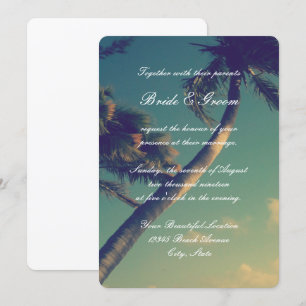 Tropische Strand-Hochzeit in Einladung