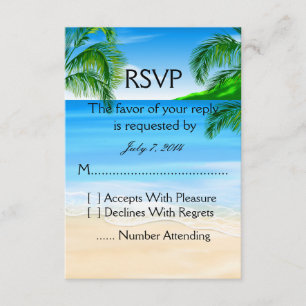 Tropische Strand-Hochzeit RSVP Karte