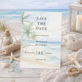 Tropische Strand-Hochzeitsdestination Save The Date
