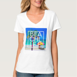 Tropische Strand-Leben-Palmen-moderne T-Shirt