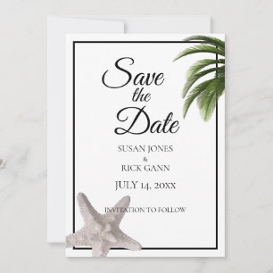 Tropische Strand-PalmeStarfish modern Save The Date