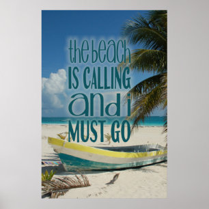 Tropische Strand-Plakat-Palme-Boots-Reise Poster