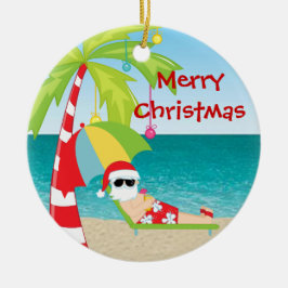 Tropische Strand-Sankt-Palme-Weihnachtsverzierung Keramik Ornament