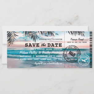 Tropische Strand-Save-the-Date-Party für Paare Save The Date