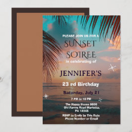 | Tropische Strand-Sonnenuntergangs-Soiree-Geburts Einladung