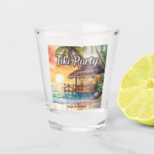 Tropische Strand-Tiki-Bar Hochzeitsshower Schnapsglas