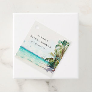 Tropische Strand-Wasserfarben-Palmwedel-Brautparty Geschenkanhänger