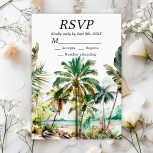 Tropische Strand-Ziel-Hochzeit RSVP Karte