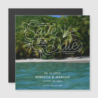 Tropische Strand-Ziel-Hochzeit - Save the Date Magnetkarte