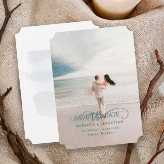 Tropische Strand-Ziel-Hochzeitsfoto Save The Date