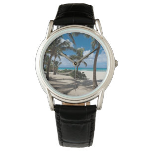 Tropische Strände   Anguilla Beach, Palm Tree Armbanduhr