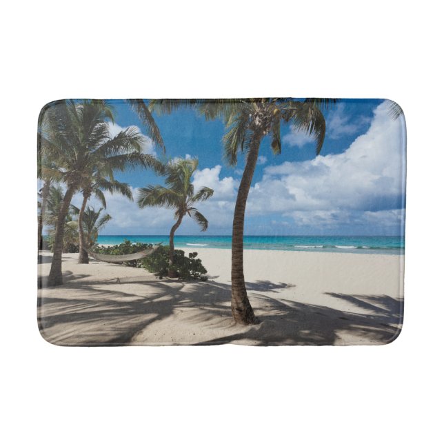 Tropische Strände | Anguilla Beach, Palm Tree Badematte (Vorderseite)